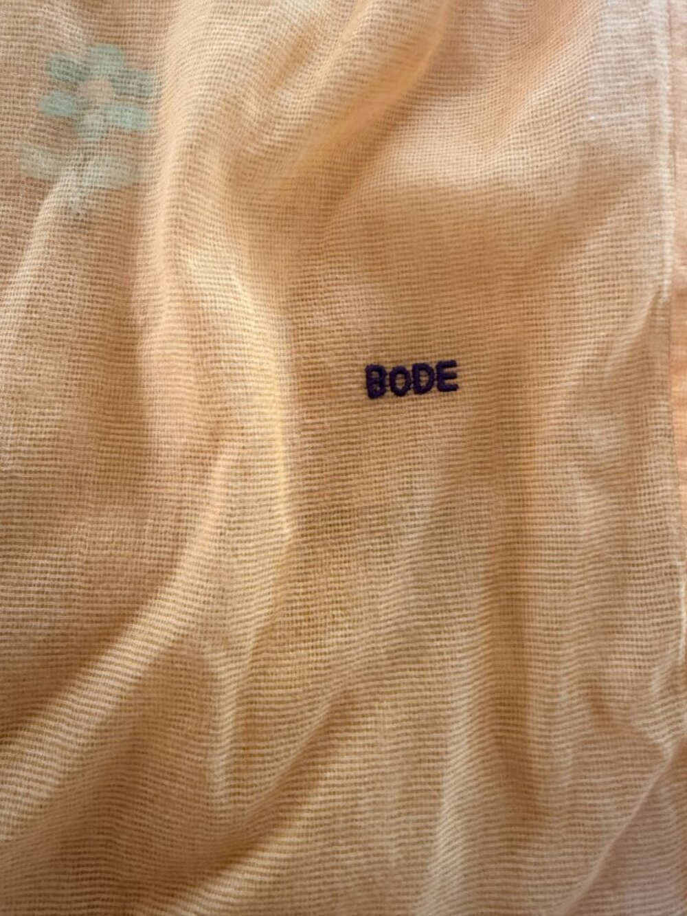 Bode Marigold Embroidered Flower Short Sleeve Shirt — M/L - Picture 6 of 6